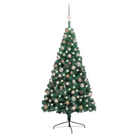 GLIMMO Artificial Half Pre-lit Christmas Tree with Ball Set Green 150 cm