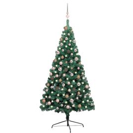 GLIMMO Artificial Half Pre-lit Christmas Tree with Ball Set Green 180 cm