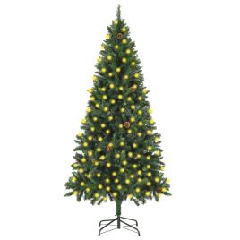 NUTREL Artificial Pre-lit Christmas Tree with Pine Cones Green 210 cm