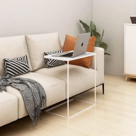 Side Table White 55x35x66 cm Engineered Wood