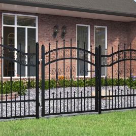 Fence Gate with Spear Top Black 103x150cm Powder-coated Steel