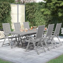7 Piece Garden Dining Set Solid Wood Acacia