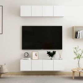 TV Cabinets 4 Pieces White 60x30x30 cm Engineered Wood