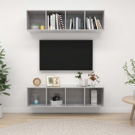Wall-mounted TV Cabinets 2 Pieces Concrete Grey Engineered Wood