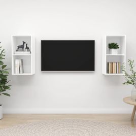 Wall-mounted TV Cabinets 2 Pieces White Engineered Wood