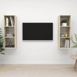 Wall-mounted TV Cabinets 2 Pieces Sonoma Oak Engineered Wood