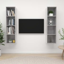 Wall-mounted TV Cabinets 2 Pieces Concrete Grey Engineered Wood