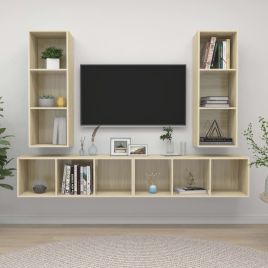 Wall-mounted TV Cabinets 4 Pieces Sonoma Oak Engineered Wood