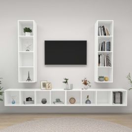 Wall-mounted TV Cabinets 4 pcs White Engineered Wood