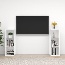 TV Cabinets 2 Pieces White 107x35x37 cm Engineered Wood