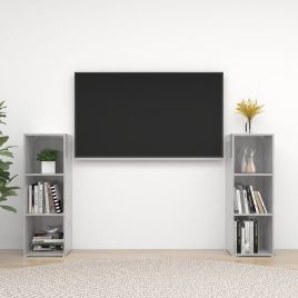 TV Cabinets 2 Pieces Concrete Grey 107x35x37 cm Engineered Wood