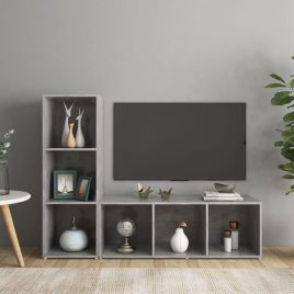 TV Cabinets 2 Pieces Concrete Grey 107x35x37 cm Engineered Wood