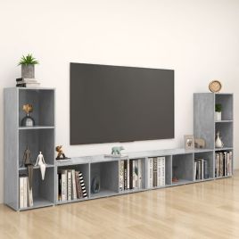 TV Cabinets 4 Pieces Concrete Grey 107x35x37 cm Engineered Wood