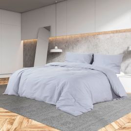 Duvet Cover Set Grey 200x200 cm Cotton