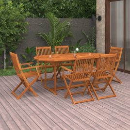 7 Piece Garden Dining Set Solid Acacia Wood