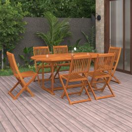 7 Piece Garden Dining Set Solid Acacia Wood
