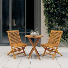 3 Piece Garden Dining Set Solid Wood Teak
