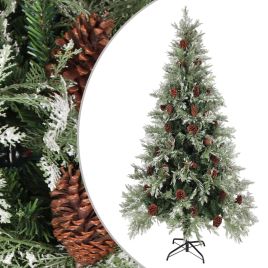 Faune Christmas Tree with Pine Cones Green and White 225cm PVC and PE
