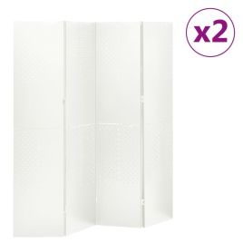 4-Panel Room Dividers 2 pcs White 160x180 cm Steel