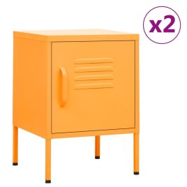 Nightstands 2 pcs Mustard Yellow 35x35x51cm Steel - Zhen