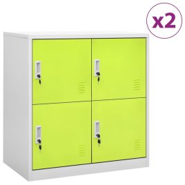 Locker Cabinets 2 pcs Light Grey and Green 90x45x92.5 cm Steel