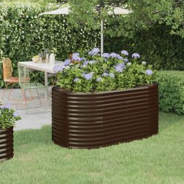 Garden Raised Bed Powder-coated Steel 152x80x68 cm Brown
