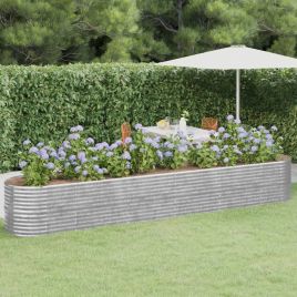 Garden Raised Bed Powder-coated Steel 440x80x68 cm Silver