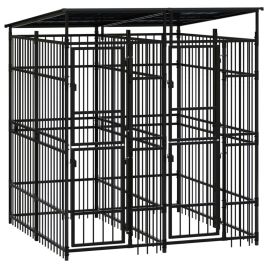 Outdoor Dog Kennel with Roof Steel 3.69sqm