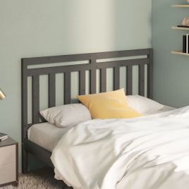Bed Headboard Grey 126x4x100 cm Solid Wood Pine