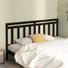 Bed Headboard Black 186x4x100 cm Solid Wood Pine