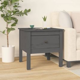 Side Table Grey 50x50x49 cm Solid Wood Pine