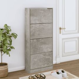 Shoe Cabinet Concrete Grey 63x24x147 cm Engineered Wood