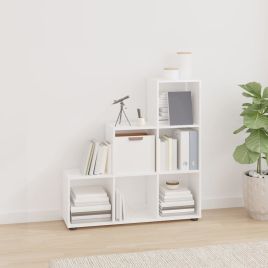 Staircase Bookcase High Gloss White 107cm Engineered Wood