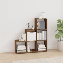 Staircase Bookcase Brown Oak 107cm Engineered Wood