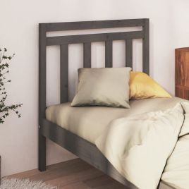 Bed Headboard Grey 81x4x100 cm Solid Wood Pine