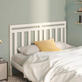 Bed Headboard White 156x4x100 cm Solid Wood Pine