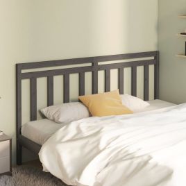 Bed Headboard Grey 206x4x100cm Solid Wood Pine