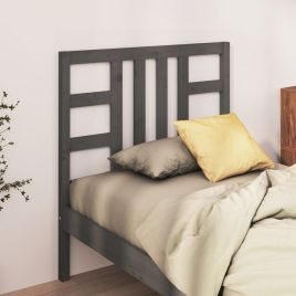Bed Headboard Grey 106x4x100cm Solid Wood Pine