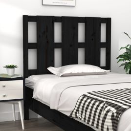 Bed Headboard Black 95.5x4x100cm Solid Wood Pine
