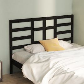 Bed Headboard Black 166x4x104cm Solid Wood Pine