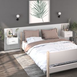 Wall Mounted Bedside Cabinets 2 pcs White - Faune