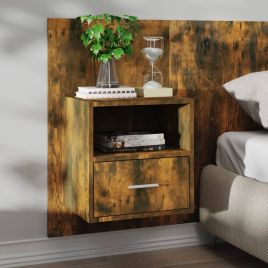 Wall Mounted Bedside Cabinet Smoked Oak - Juge