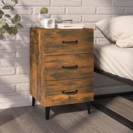 Bedside Cabinet Smoked Oak 40x40x66cm Engineered Wood - Guoxi