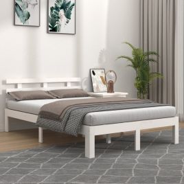 Bed Frame White Solid Wood 140x200 cm