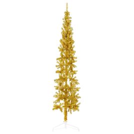 Lauxe Slim Artificial Half Christmas Tree Stand Gold 210cm