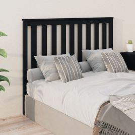 Bed Headboard Black 126x6x101cm Solid Wood Pine