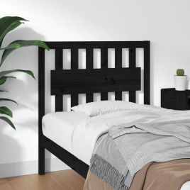 Bed Headboard Black 95.5x4x100cm Solid Wood Pine