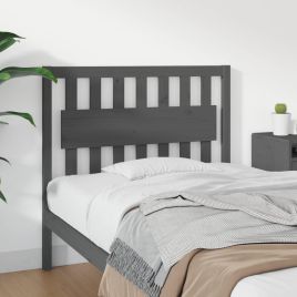 Bed Headboard Grey 105.5x4x100 cm Solid Wood Pine