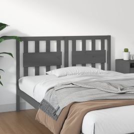 Bed Headboard Grey 125.5x4x100 cm Solid Wood Pine