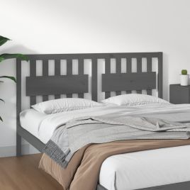 Bed Headboard Grey 155.5x4x100cm Solid Wood Pine